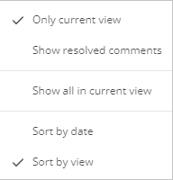 Filter comments options