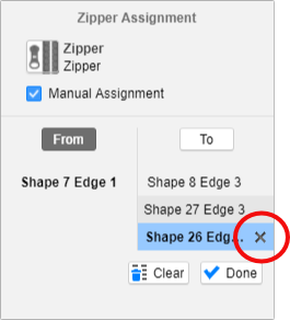 Canceling a zipper assignment edge