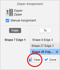 Clearing zipper assignment