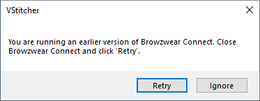 Browzwear Connect Error Message