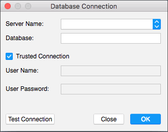 Database Connection dialog box